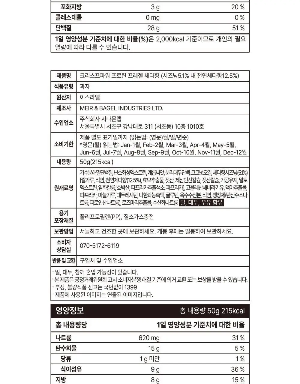 [미국품절대란] 크리스프파워 프로틴 프레첼 체다 50g 상세페이지 33